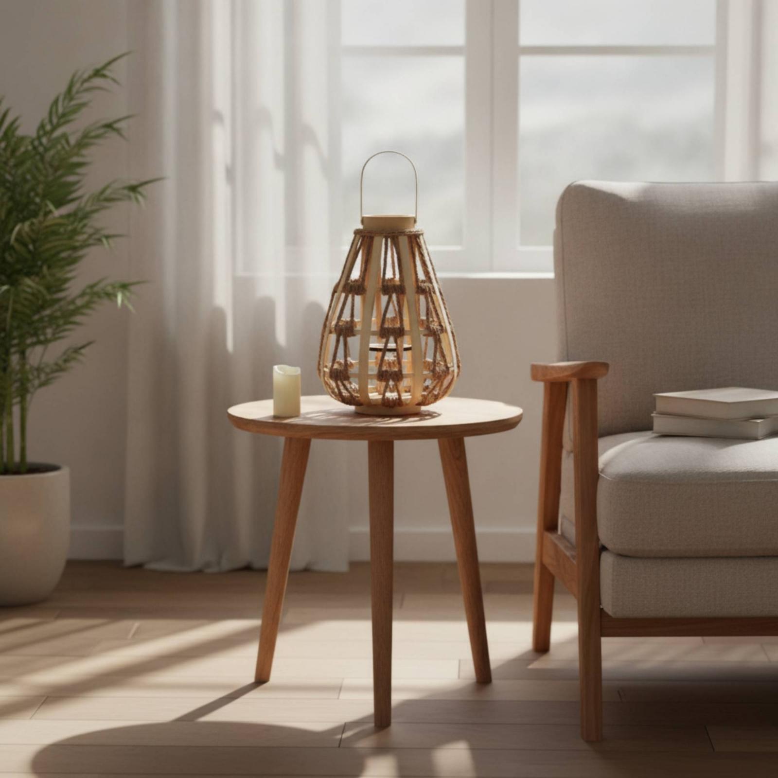 Natural Wood Rope Lantern Cand - Candle Holder Decor review and price