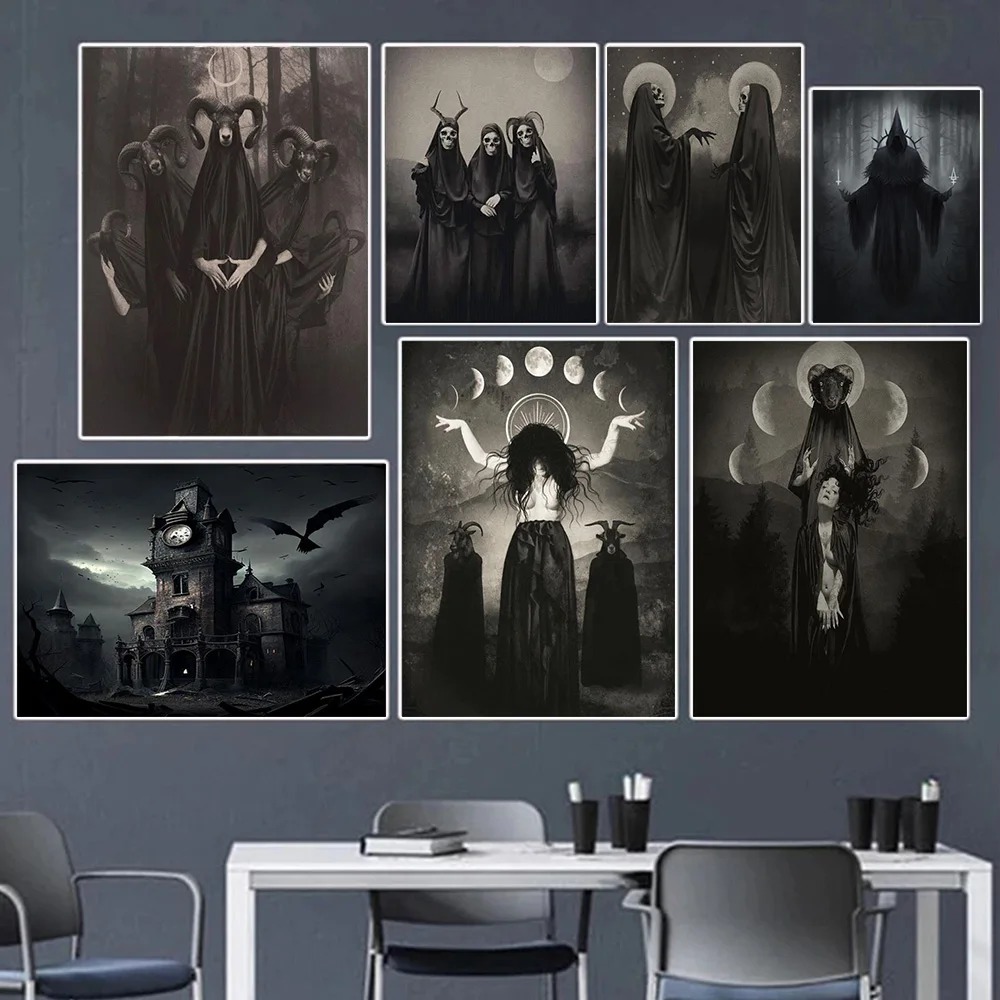 Dark Academia Art Black Death  - Interior Design Living Room review and price