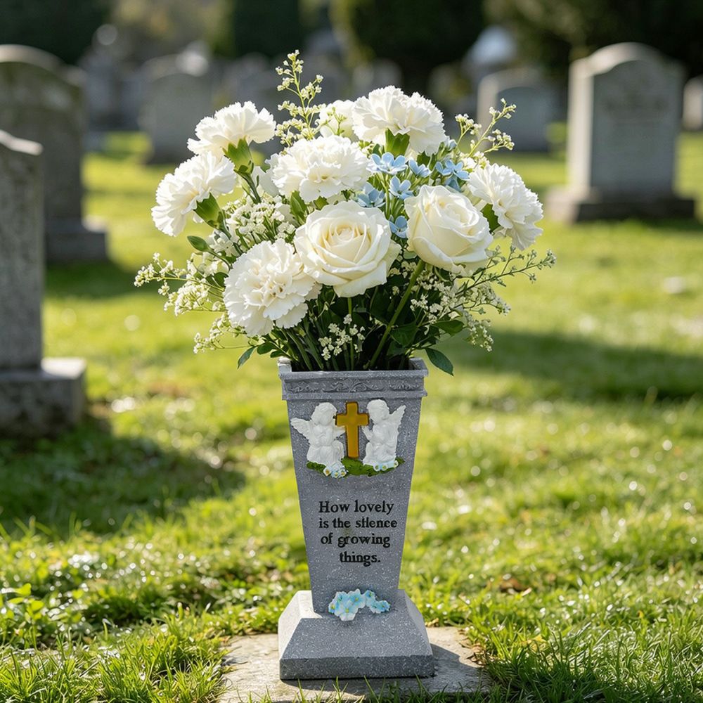 Resin Solar Cross Angel Grave  - Vase Decor review and price